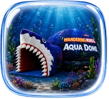 The Aqua Dome set up with its shark-mouth entrance