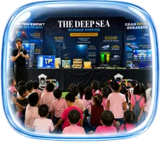 Students at The Deep Sea Science Station exhibit