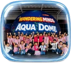 Students inside the Wandering Minds Aqua Dome