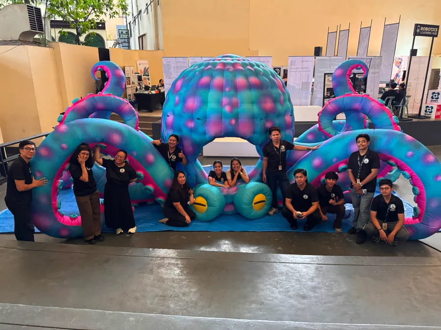 The giant octopus installation at the Wandering Minds marine science exhibit