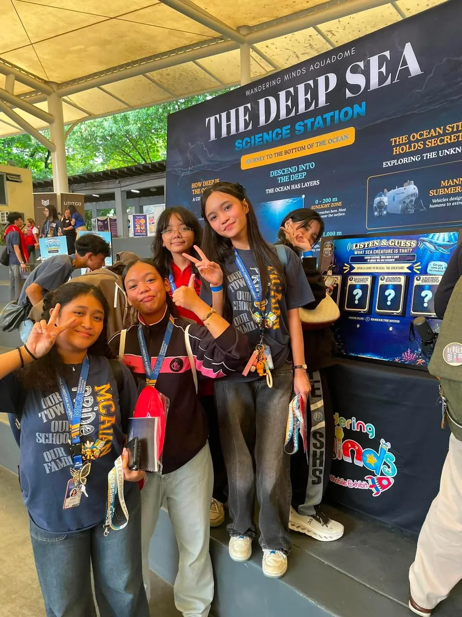 Students exploring the Ocean Zones marine science exhibit